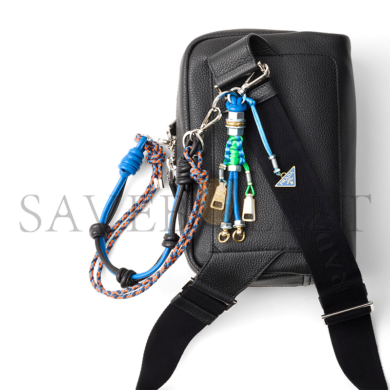 Pra*a leather shoulder bag with charm 2vh181 (24*16.5*7cm)